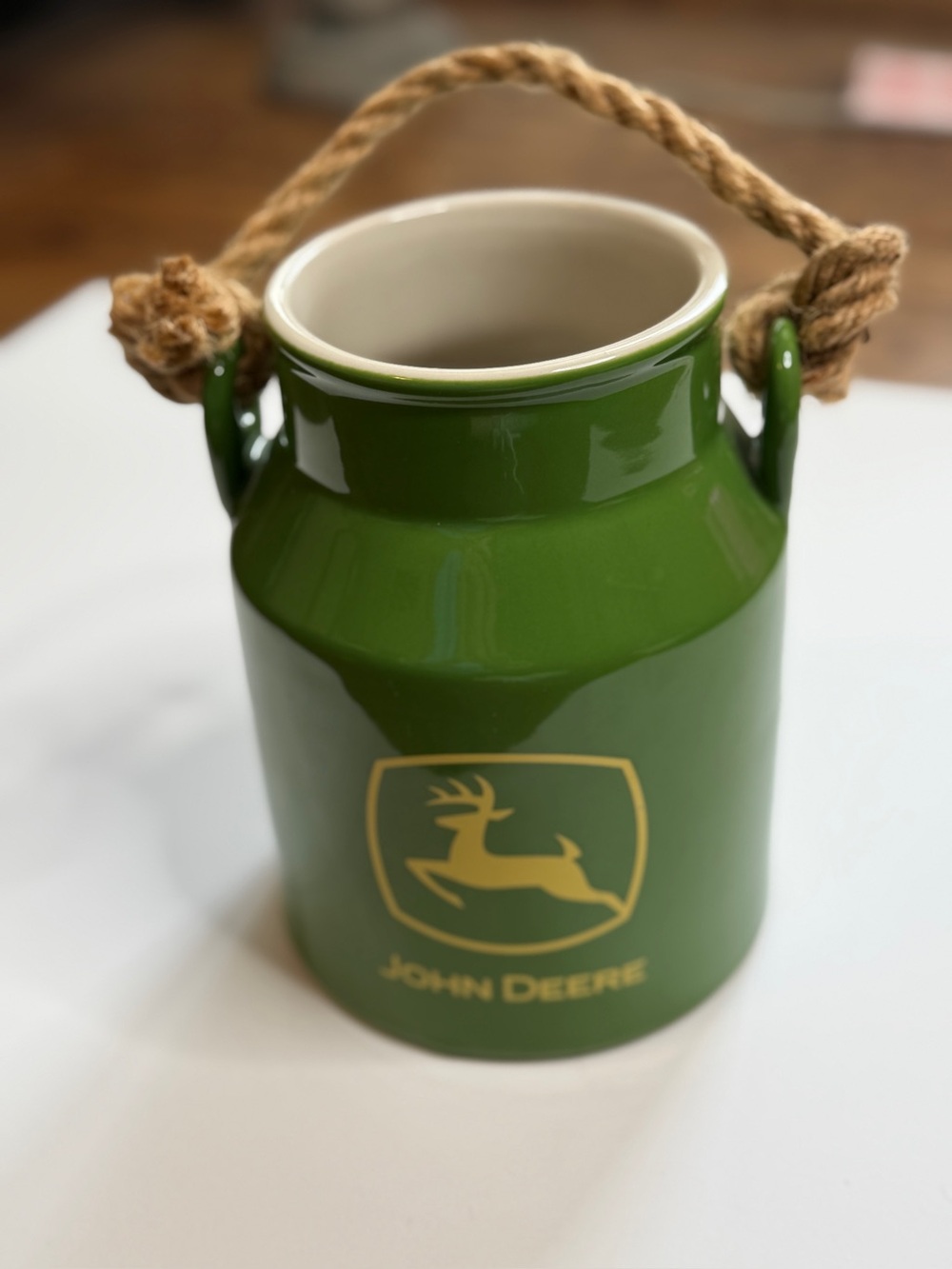 John Deere Collectible Green Yellow Logo 7” Stoneware Milk Can-official Merch